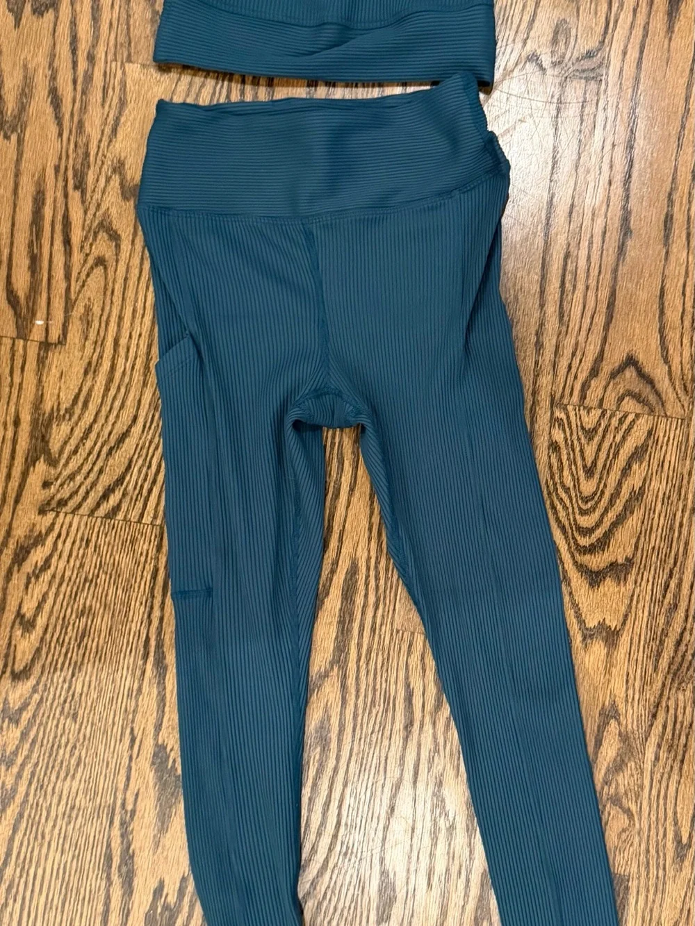 Year of Ours SET- Teal Ribbed Leggings with Side Socket with matching ribbed top